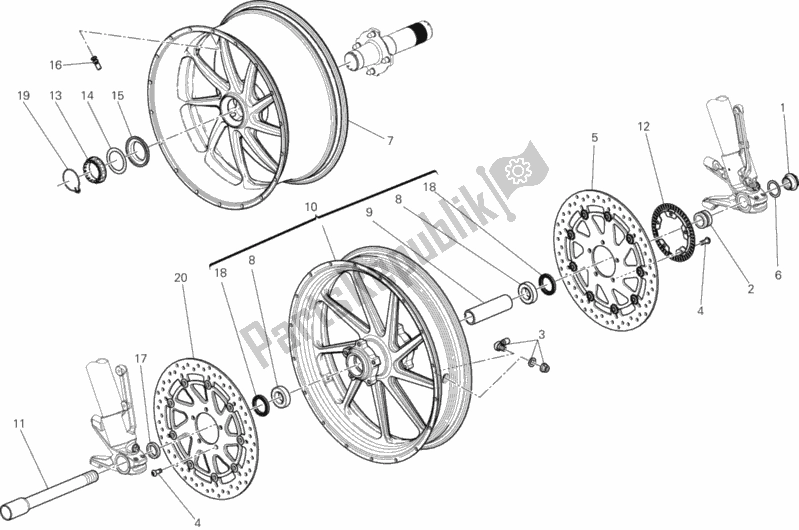 Todas as partes de Rodas do Ducati Diavel Carbon USA 1200 2013